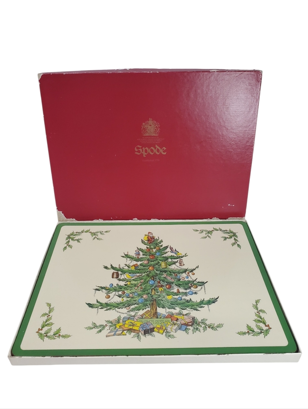 Spode Christmas Tree Placemats Vintage Kitchsy Retro Holiday Seasonal Set Of 4